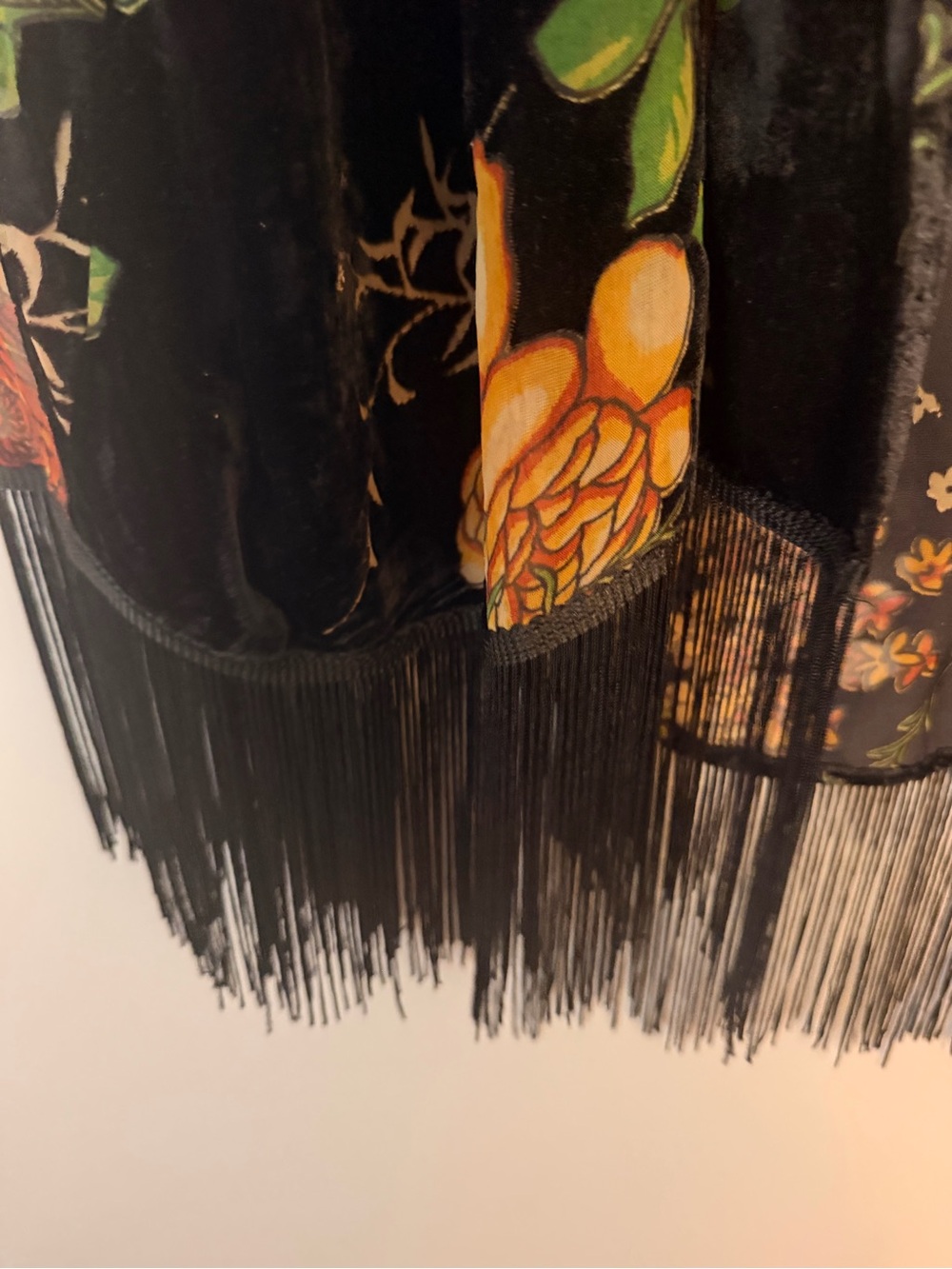Daniel Rainn Boho Chic Black Floral Fringe Kimono Style Tunic Plus Size 2X - Picture 4 of 5